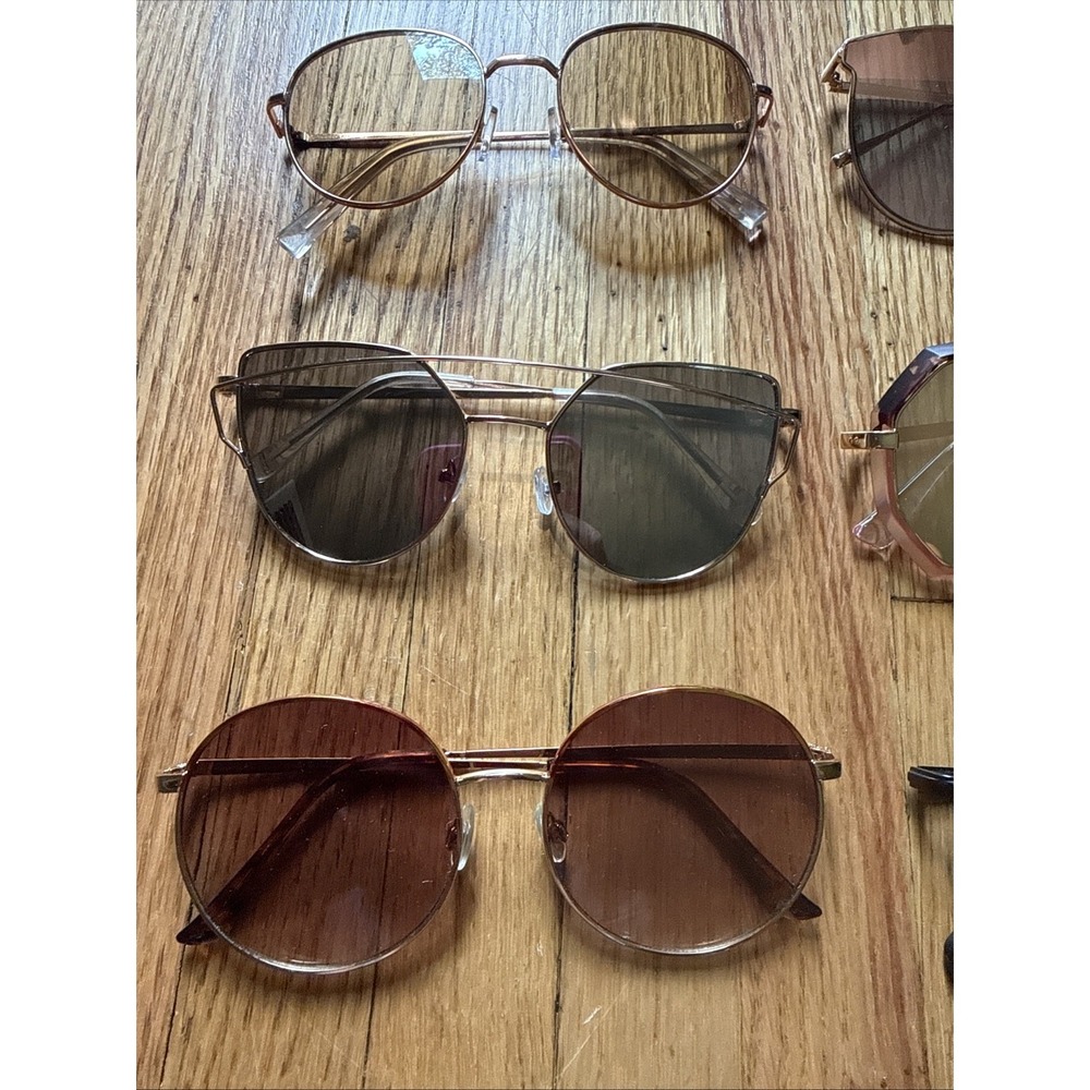 Lot of 10 Sunglasses-Different Colors & Styles. Wired Rim, Funky, Mirror, Round+ - Picture 3 of 8